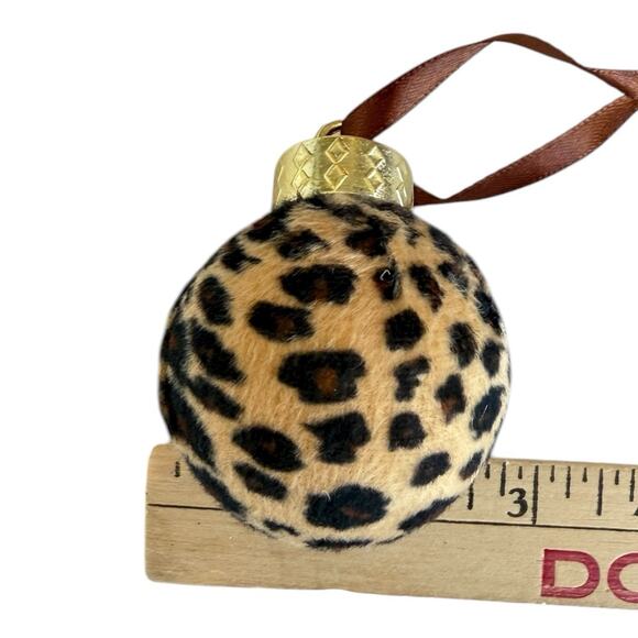 9- Leopard Cheetah Print 2.75” Ornament Balls Shatterproof Spheres Ribbon Hanger - Picture 2 of 3